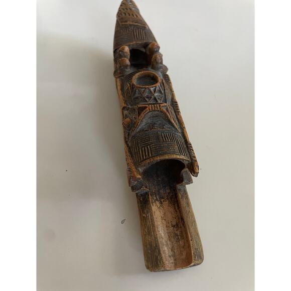 Pair of Antique Chinese Bamboo Hand Carved Fishing Boats/Incense Holders - Picture 6 of 13